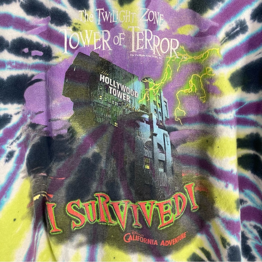 Vintage Disney Resort Tie-Dye Twilight Zone Tower of Terror Tee Rare Print - Picture 3 of 7